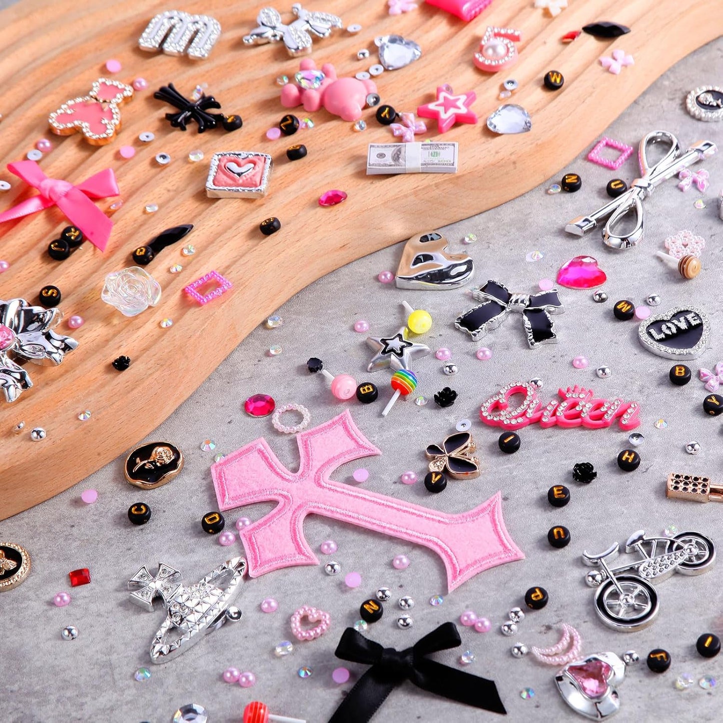 EIiovcnya 2380 Pcs Junk Phone Case Charms Kit, Charms for Customizing DIY Cases, with Nail Accessories, Cute Bow, Star, Candy, Letter Beads, Flatback Aesthetic Big Decor Easter Basket Stuffers Gift