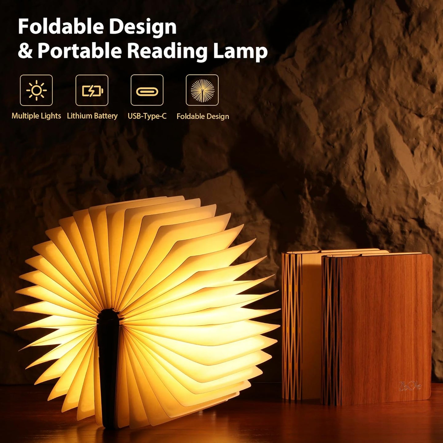 Unique Gifts for Book Lovers Women, 12 Colors Portable Book Lamp with Remote, Folding Book Light, Lovely Gift for Christmas, Birthday, Back to School & Bookshelf & Home Decor (Walnut)