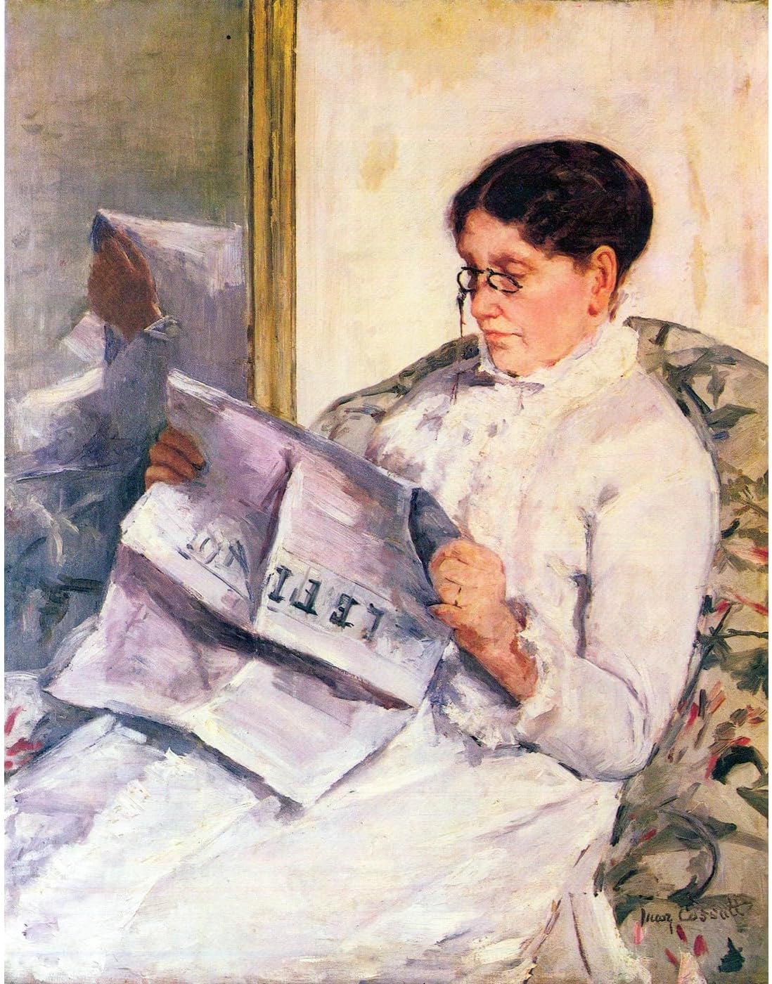 Poster Print Rolled - When reading of Figaro by Cassatt - 30x40 Inch Wall Decor Poster Art Print