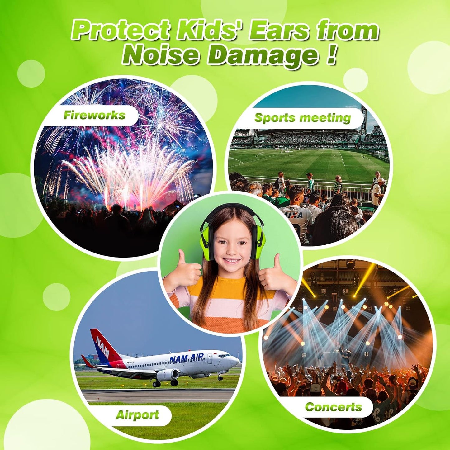BlueFire Kids Noise Cancelling Ear Muffs, 2 Pack Sound Blocking Over Ear Headphones, Foldable Hearing Protection Ear Muffs