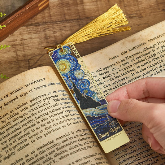 4Pcs Metal Bookmarks with Tassels, Art Van Gogh Book Marker for Women,Museum Gift Book Lover Gifts for Teacher, Writes, Readers