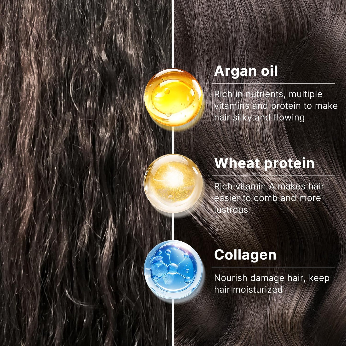 Karseell 3.38floz 100ml Collagen Hair Treatment Deep Repair Conditioning Argan Oil Collagen Hair Mask Essence for Dry Damaged Hair All Hair Types