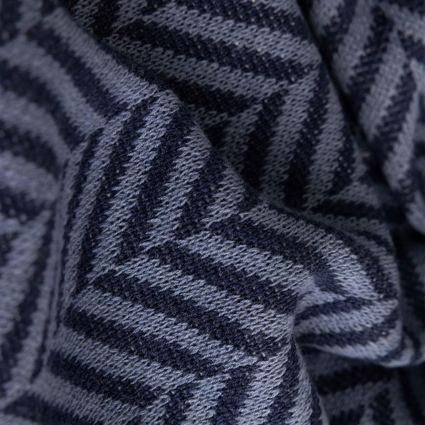 vctops Herringbone Wool Blend Throw Blanket for Couch Knitted Reversible Bed Blankets All Season Use Soft Warm Cozy Lightweight Throws for Sofa, Bed, Picnic (Blue Grey,51"x63")