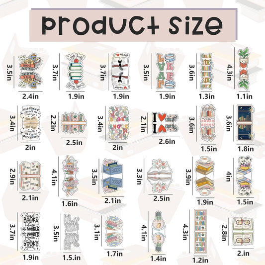 Nezyo 24 Pieces Magnetic Bookmarks Cute Magnet Page Markers Foldable Page Clip for Students Reading Stationery Supplies Office Presents(Book)