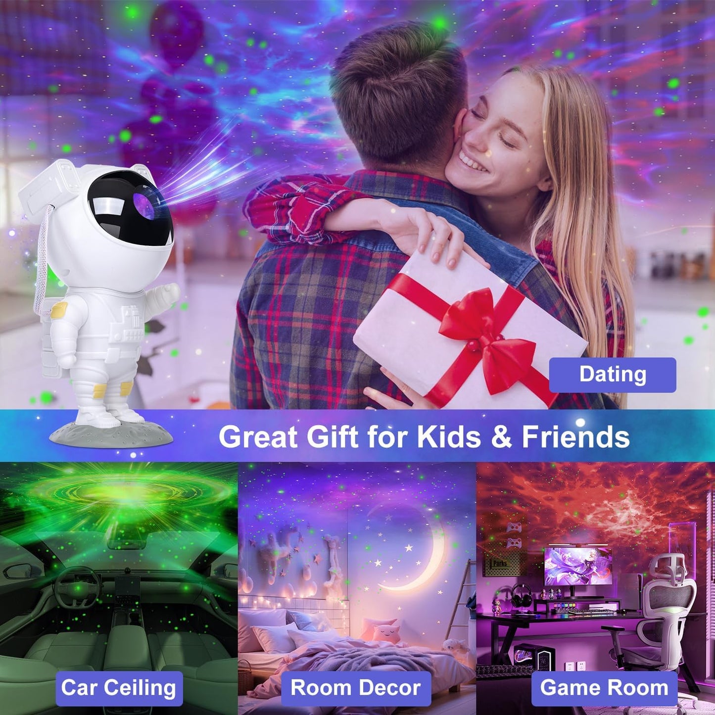 Star Projector Galaxy Night Light,Birthday Gifts Toys for 2-10 Year Old Boys Girls- Astronaut Starry Nebula Ceiling LED Lamp with Timer and Remote,Projection Lights for Bedroom Décor