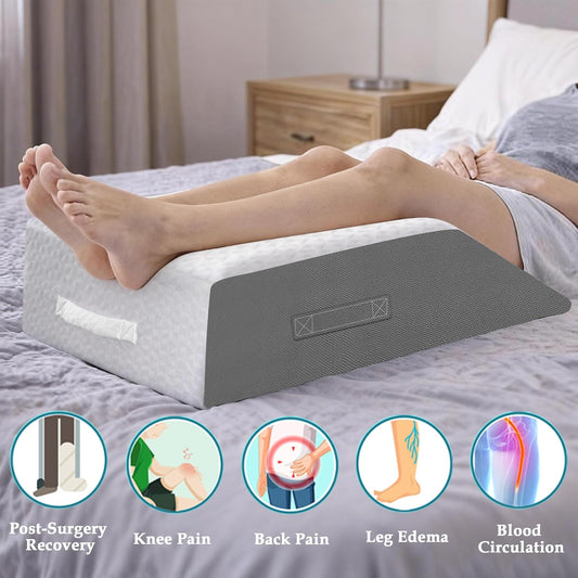 10" Leg Elevation Pillows Memory Foam Leg Support Bed Wedge Pillow Leg Elevated for Sleeping, Leg Pillows Good for Back& Knee& Hip& Ankles
