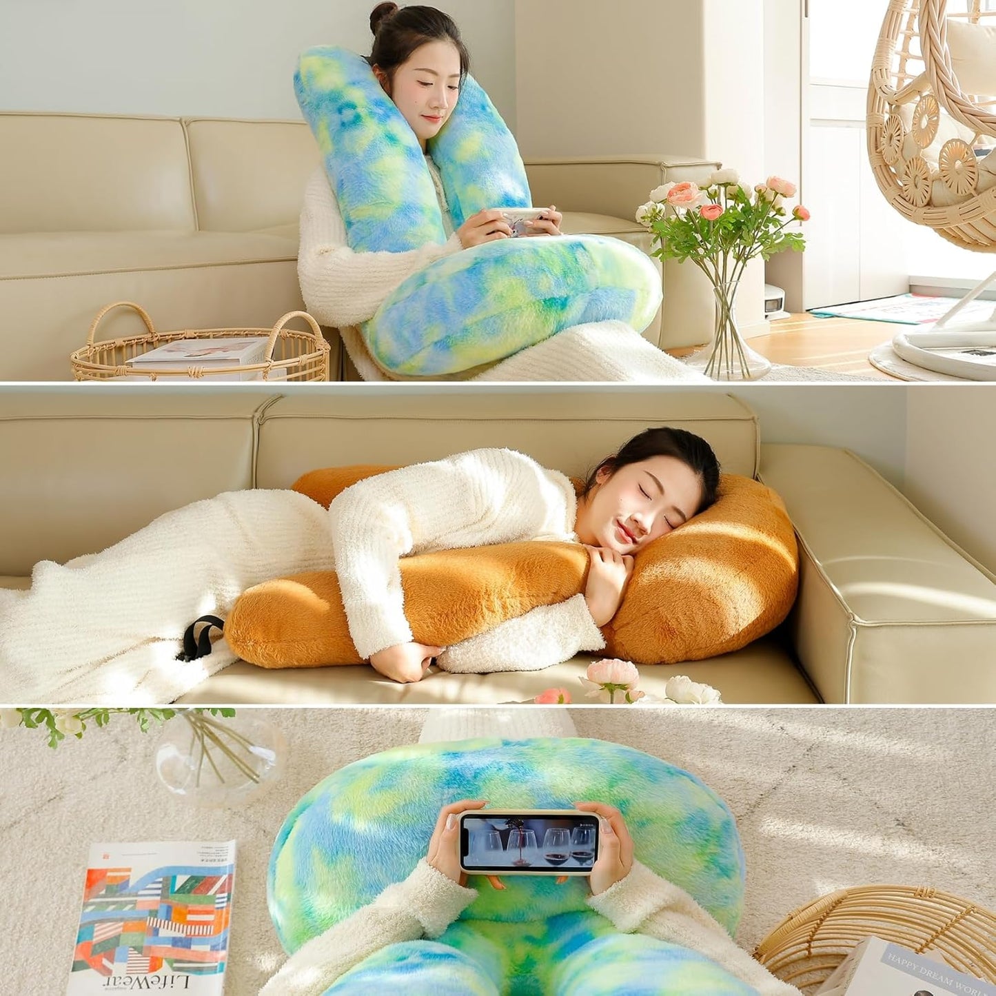 Travel Pillow Car Travel Sleep Support Pillow 2-in-1 Lap Pillow and Car Pillow with Neck and Body Support for Adults and Kids on Long Trips Kids Travel Pillow Gray