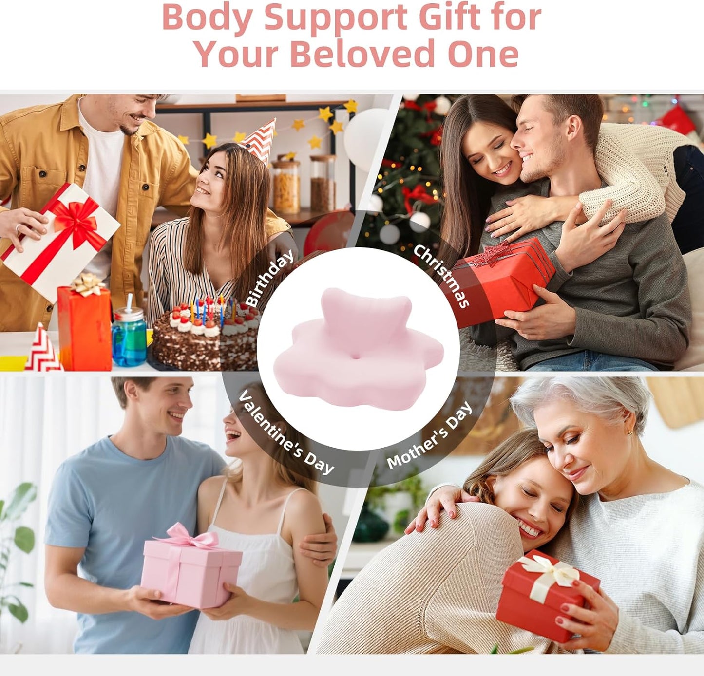 Reading Pillow for Bed, Ergonomic Memory Foam Bed Wedge Pillow for Lying, Headboard, Sleeping, Sitting and Prone, Chin & Back Support Multifunctional Pillows, Pink