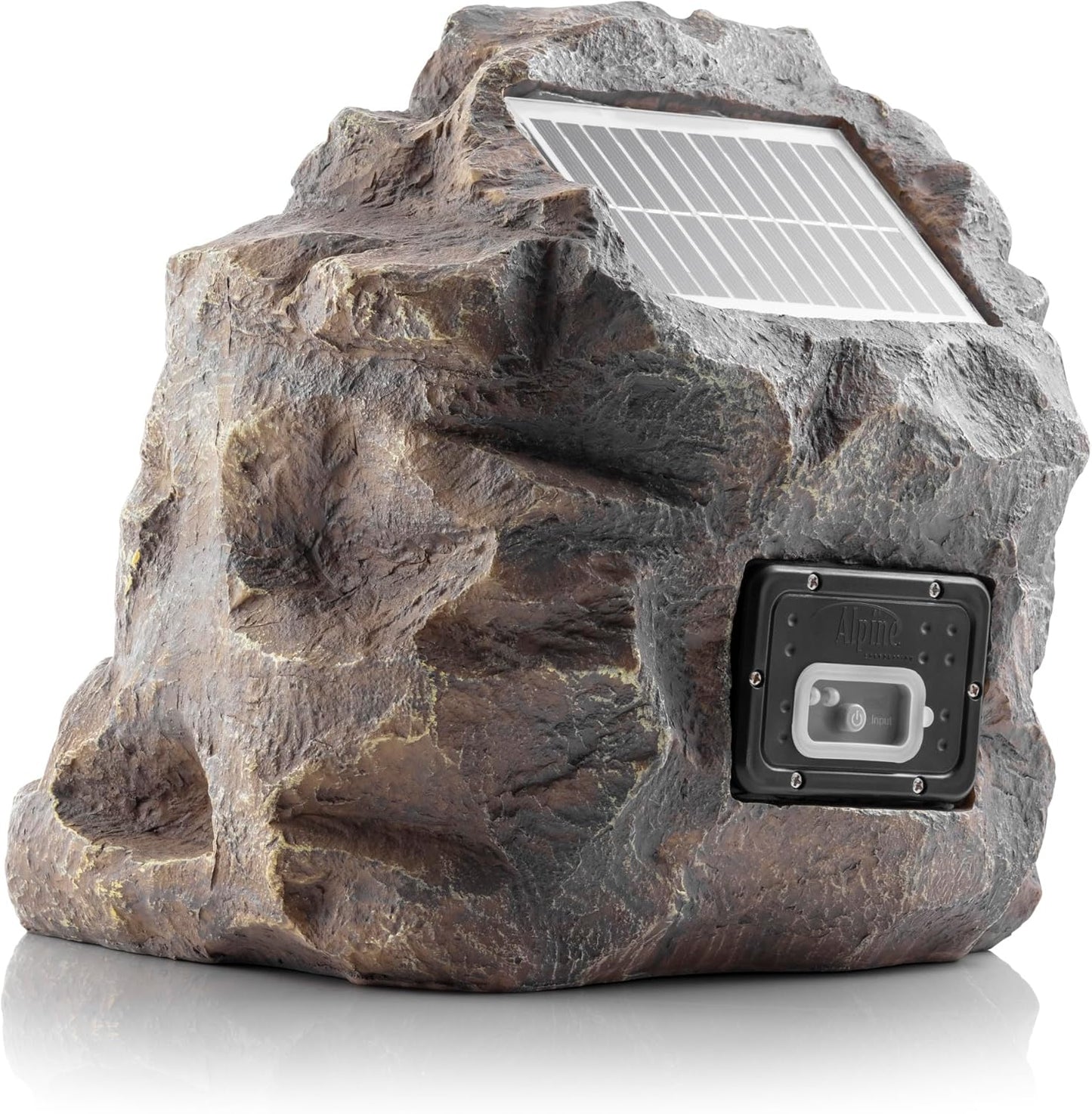 Alpine Corporation 11" Tall Waterproof Bluetooth Solar-Powered Wireless Rock Speaker with 50 Foot Range High-Fidelity Sound, and Portable Audio System, Gray