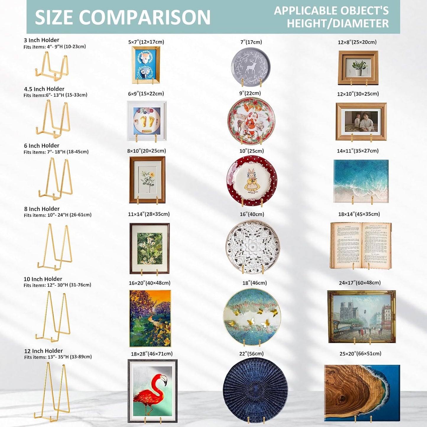 Plate Holder Easel Display Stand - 4.5 inch Metal Plate Stands for Display - Tabletop Picture Stand - Gold Iron Easels for Display Pictures | Photo Frames | Book | Decorative Plates | Plaque -4 Pack