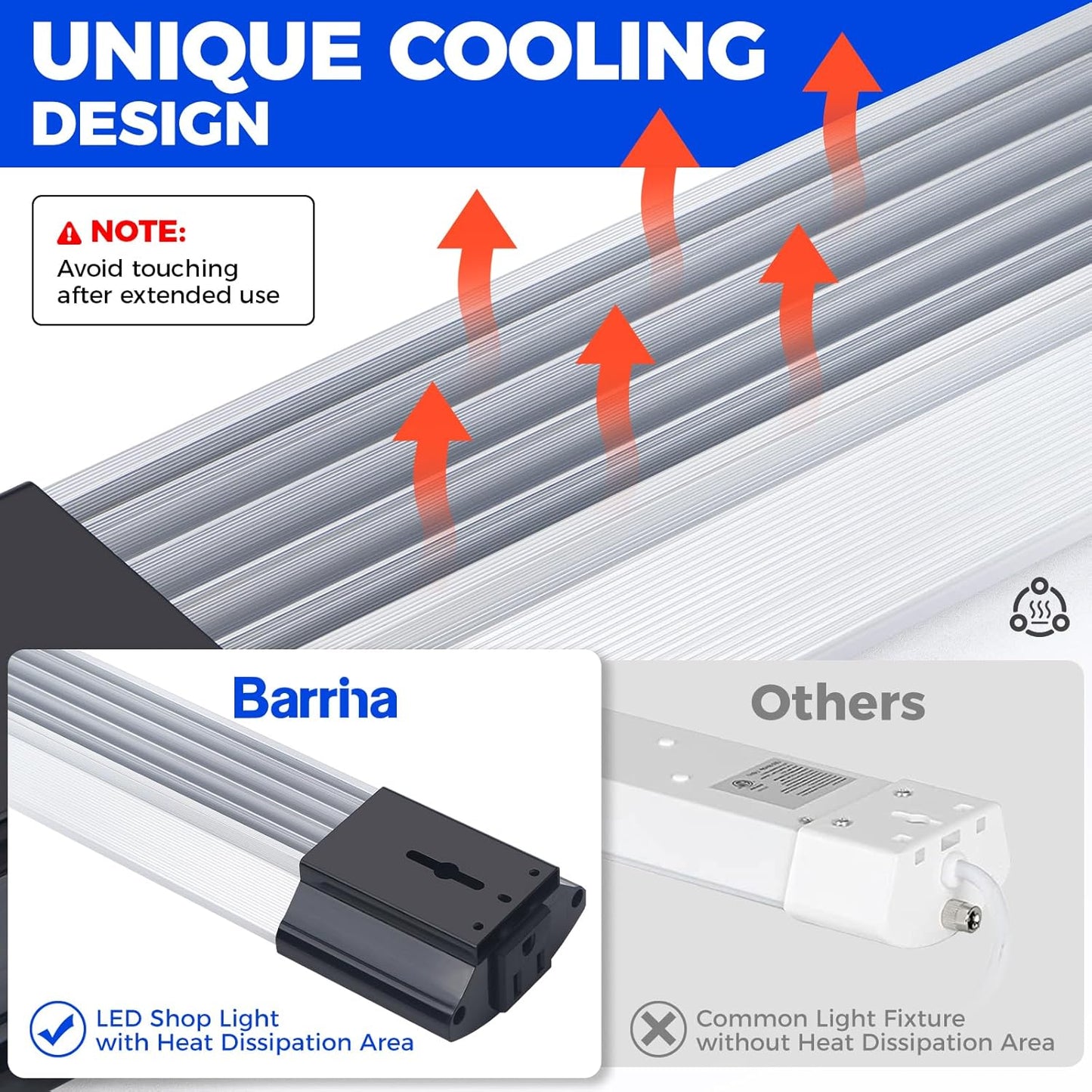 Barrina BS84 LED Shop Light for Garage, 10000LM, 84W, 4FT, 5000K Linkable Light Fixture for Workshop, Basement, Hanging or Flush Mount, Heat Dissipation with Pull Chain Switch, ETL,1 Pack