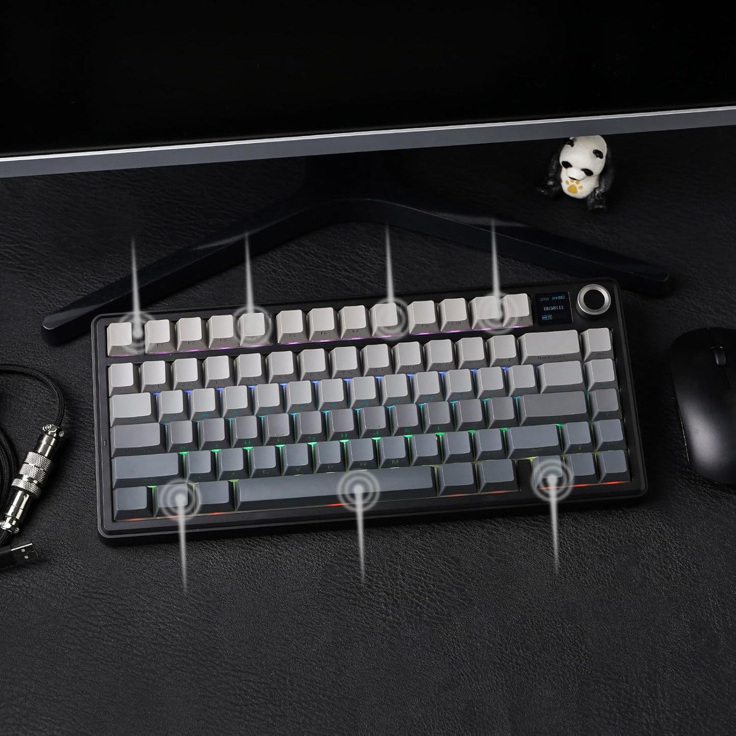 EPOMAKER X Aula F75 MAX Wireless Mechanical Keyboard with TFT Screen and Knob, Gasket Gaming Keyboard in 75% Layout, Hot Swappable, RGB Backlight, for PC/Mac/Linux (Black Gradient)