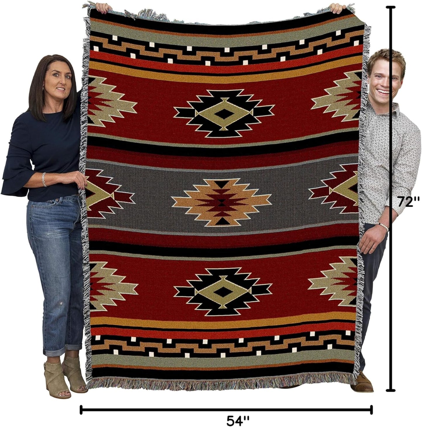 Pure Country Weavers Kaibab Blanket - Southwest Native American Inspired - Gift Tapestry Throw Woven from Cotton - Made in The USA (72x54)
