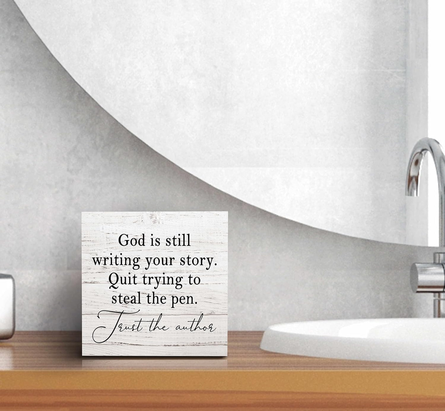 SRADMO God Is Still Writing Your Story, Prayer Room Decor, Christian Bible Verse Decor Wooden Box Sign For Home Office, Inspirational Signs Shelf Table Decorations