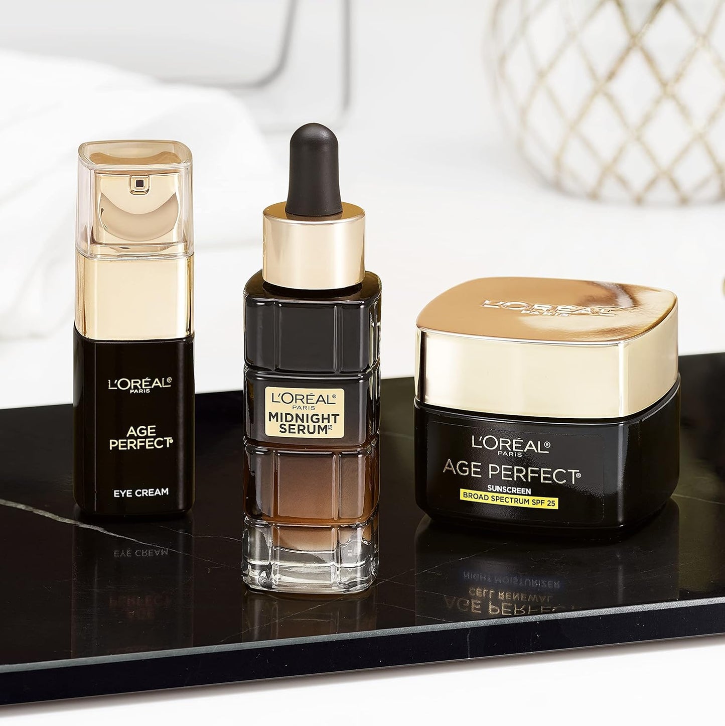 L'Oreal Paris Age Perfect Anti-Aging Midnight Face Serum, Reduce Wrinkles 1oz + Eye Cream Sample