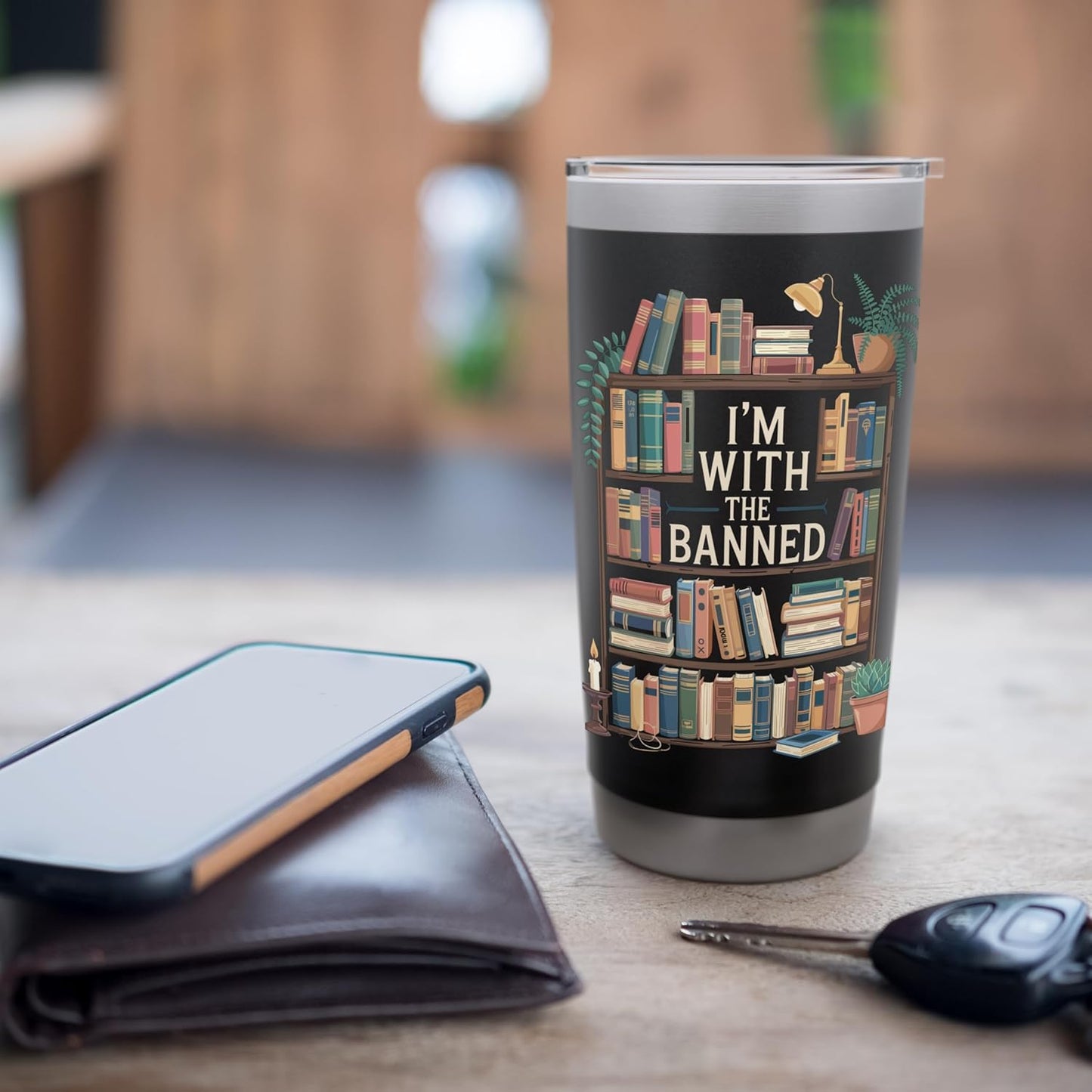 I'm With The Banned Books Reading Stainless Steel Insulated Tumbler