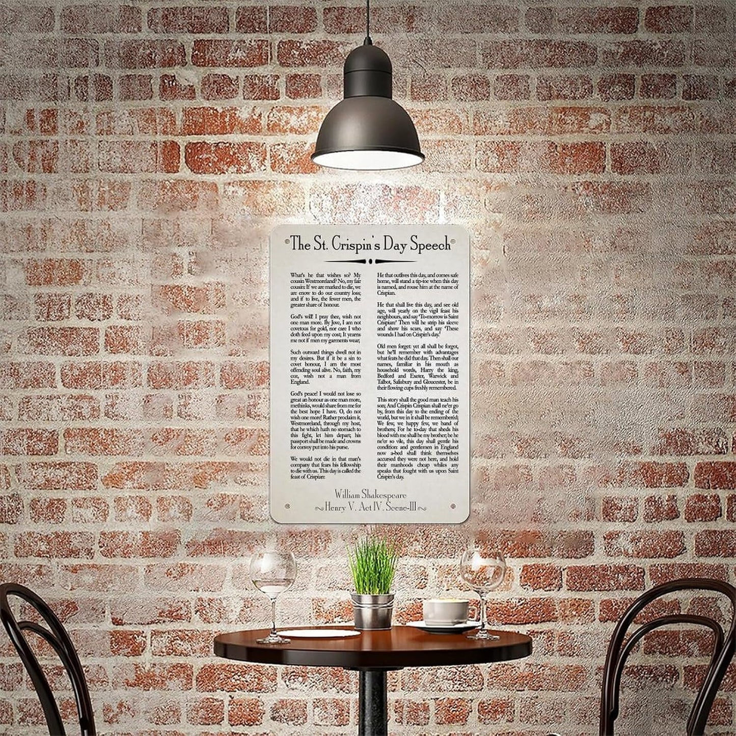Metal Sign 12x8 Inch William Shakespeare St Crispins Day Speech Henry V Quote Vintage Literary Poster Wall Art For Office Study Classroom Library Decor Gift Motivational Reading