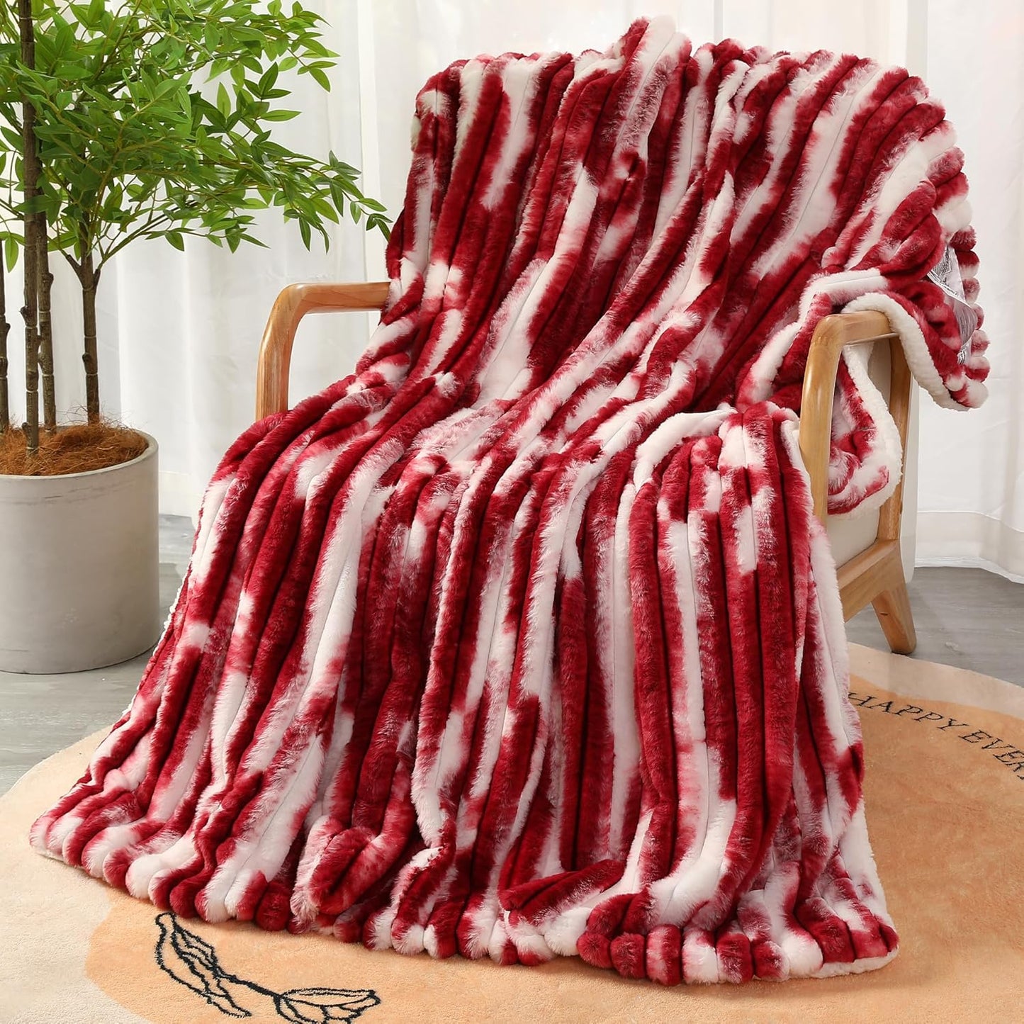 Electric Blanket Heated Throw Blanket, Super Soft Flannel & Sherpa Electric Throw Blanket with 6 Fast Heating Levels, 4 Hours Auto Off & OverHeat Protection, Machine Washable, 50'' X 60'', Red