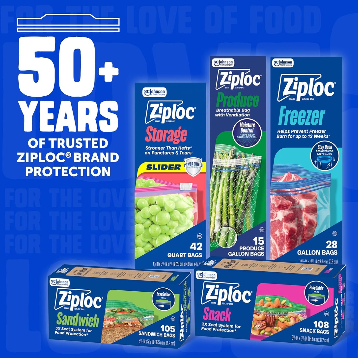 Ziploc Gallon Food Storage Freezer Bags, 132ct Total, Stay Open Design, Easy to Fill, 66 Count, 2 Pack, 132 Total