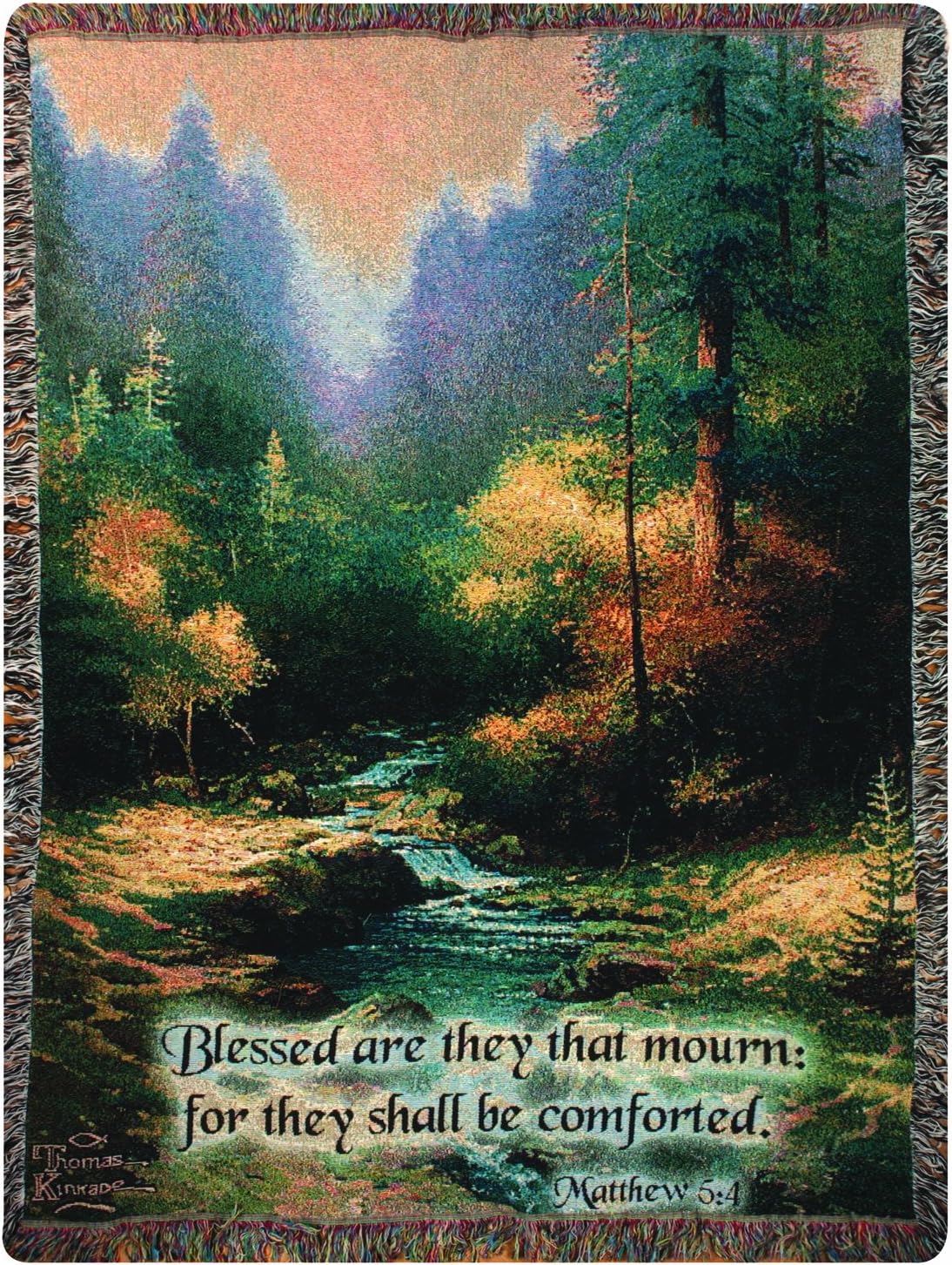 Manual Thomas Kinkade 50 x 60-Inch Tapestry Throw with Verse, Creekside Trail
