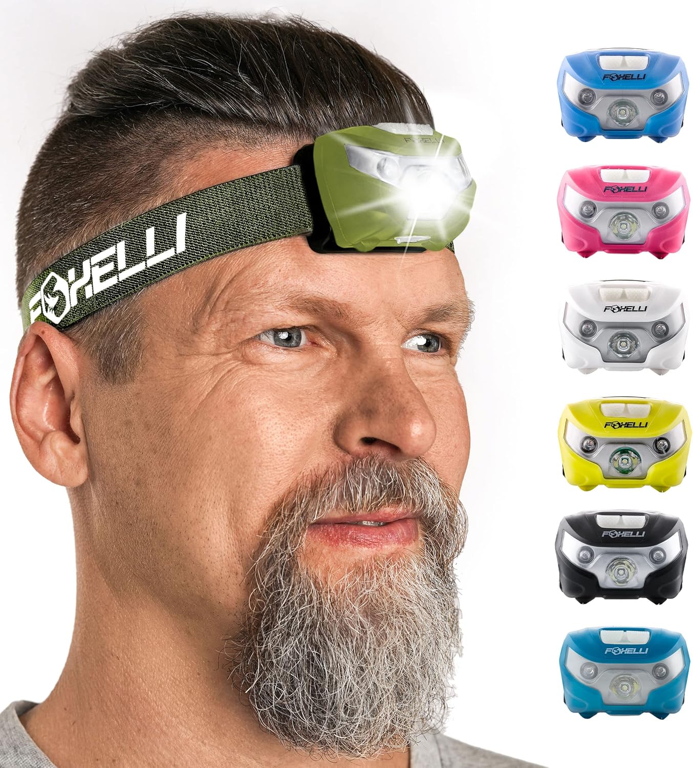 Foxelli USB-C Rechargeable LED Headlamp – Super Bright, Lightweight Head Lamp for Running, Camping, Hiking & Work – Comfortable Fit for Adults & Kids