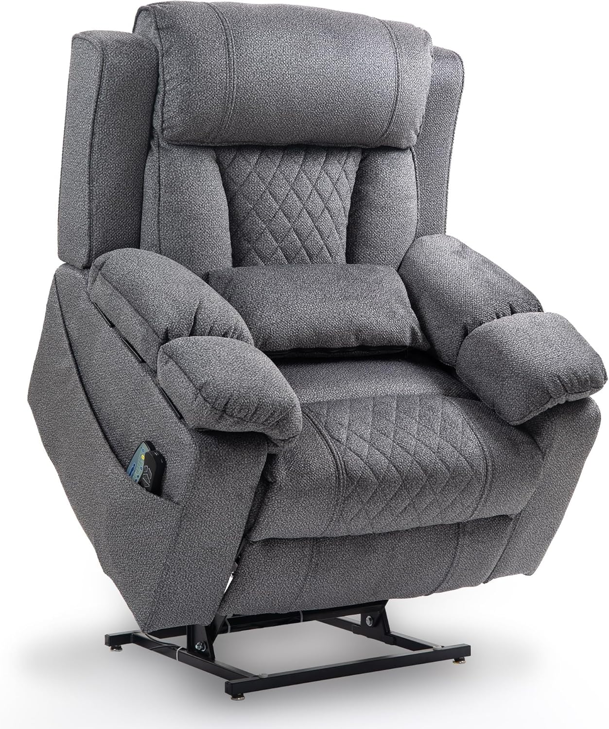 Big Man Power Lay Flat Lift Chair Heat Vibration Electric Extra Wide Oversized Dual Motor Recliner Chairs with Flip Arm for Living Room Bedroom Furniture