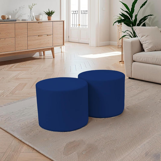 15 inch Round Accent Ottoman 2-Piece Set for Kids Ages 3-7 (12" Seat Height); Modern Children's Furniture, Lightweight All Foam Seating for Home, Playroom, Classroom, Library- Eclipse