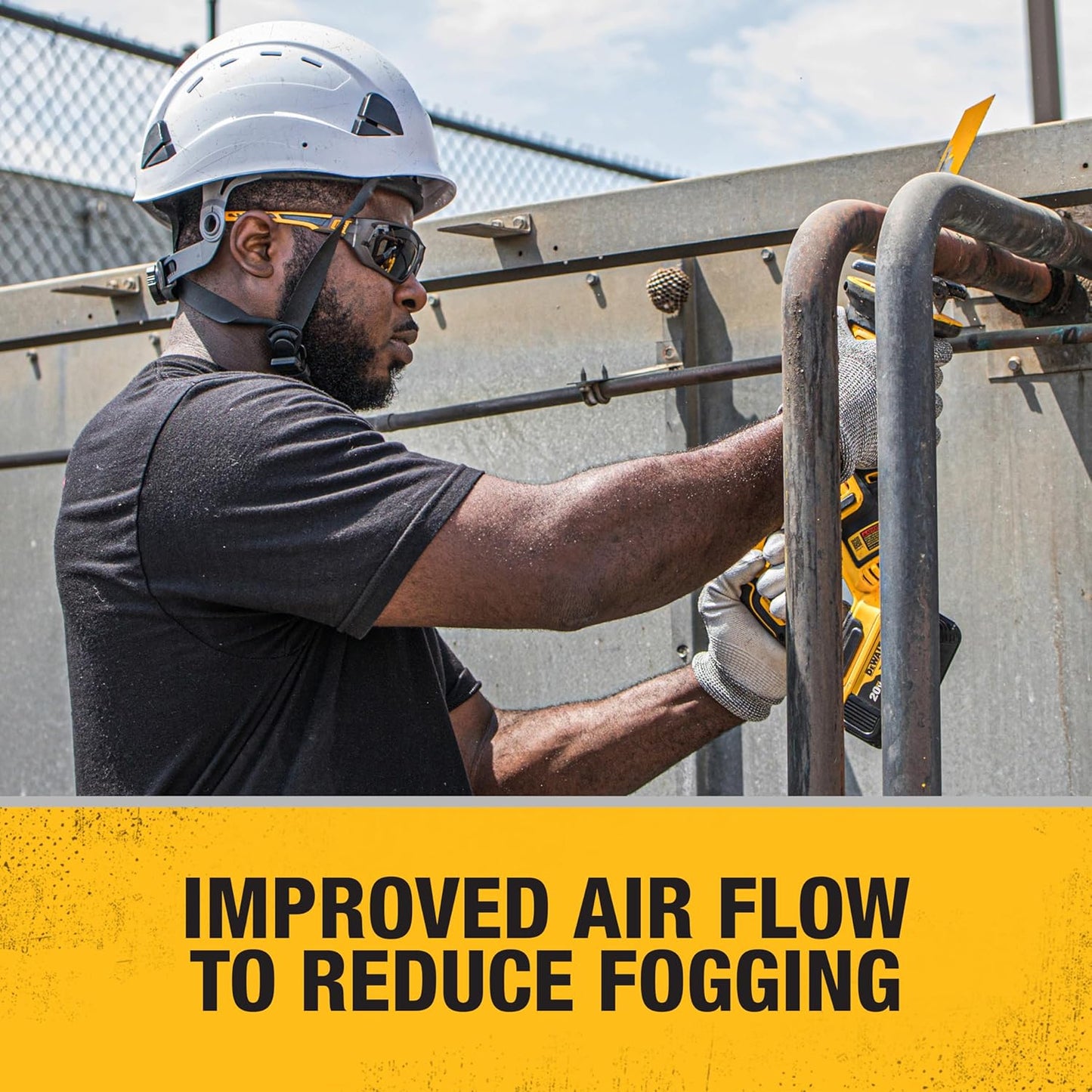 DEWALT DPG112-2D Miter™ Premium Vented No-Slip Safety Glasses – Smoke Lens – Vented Frame & Lenses – Rubber Temples & Nosepiece – 1 Pair