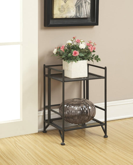 Convenience Concepts Xtra Storage Shelves - 2-Tier Folding Metal Storage Shelves, Closet Organizer for Office, Laundry Room, Bedroom, Garage, Kitchen, Bathroom, Black