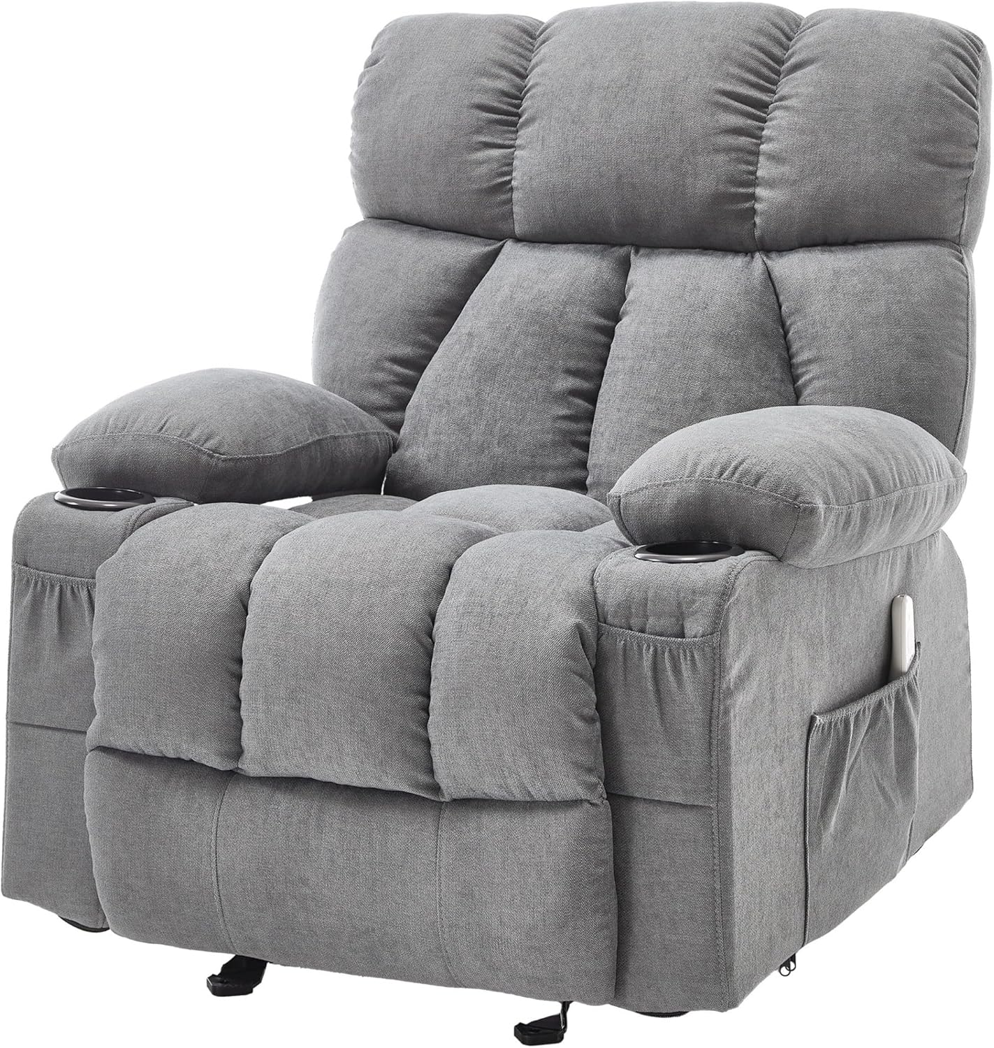 Massage Rocker Recliner Chair with Heat and Vibration Comfy Overstuffed Ergonomic Rocking Lounge Chairs with 4 Side Pockets Cup Holders for Living Room Bedroom(Brown)