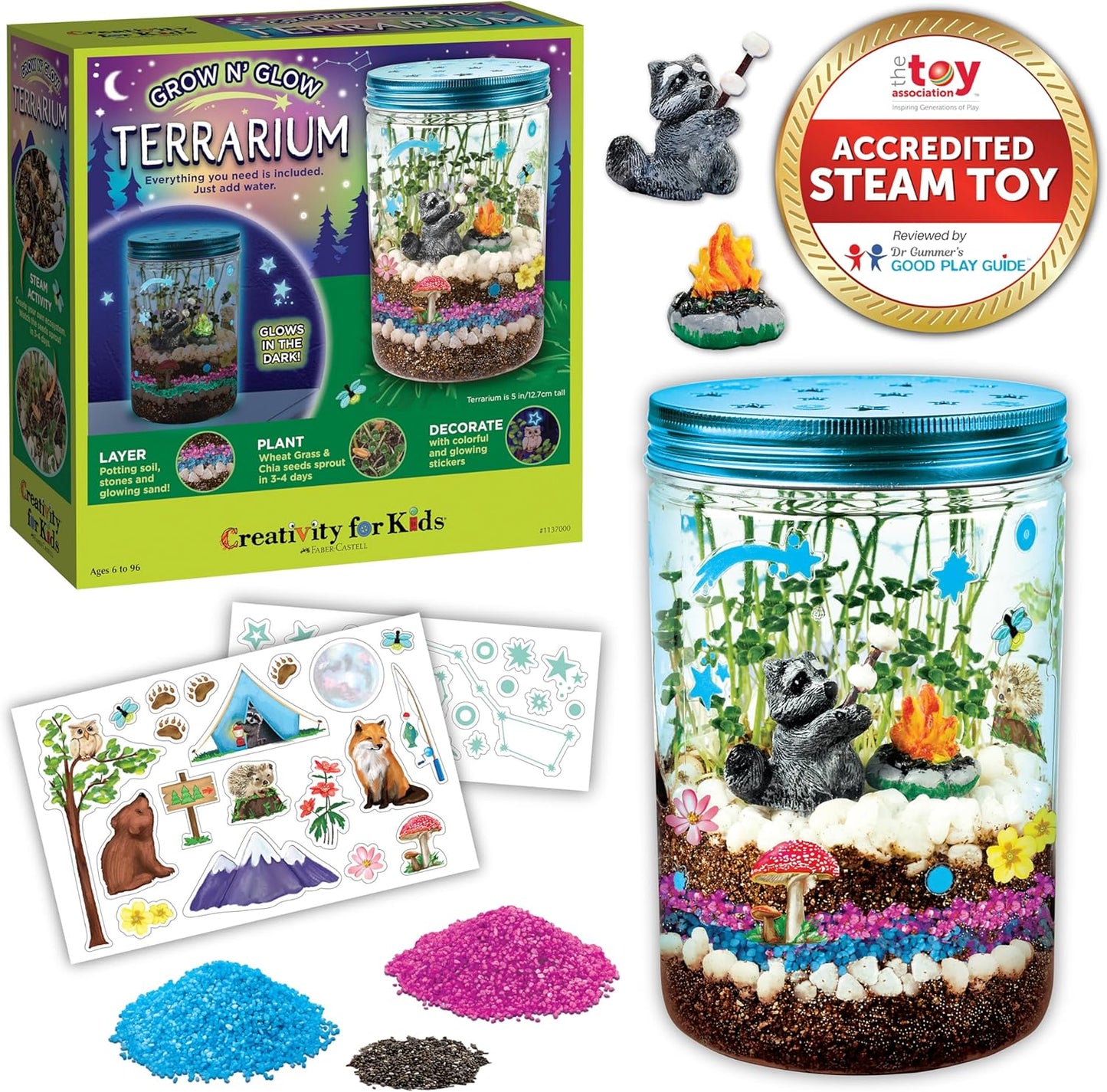 Creativity for Kids Grow 'N Glow Terrarium Kit - Educational Science Kits| Easter Basket Stuffers for Kids Gifts for Boys and Girls| Craft and STEM Projects (Ages 6+)