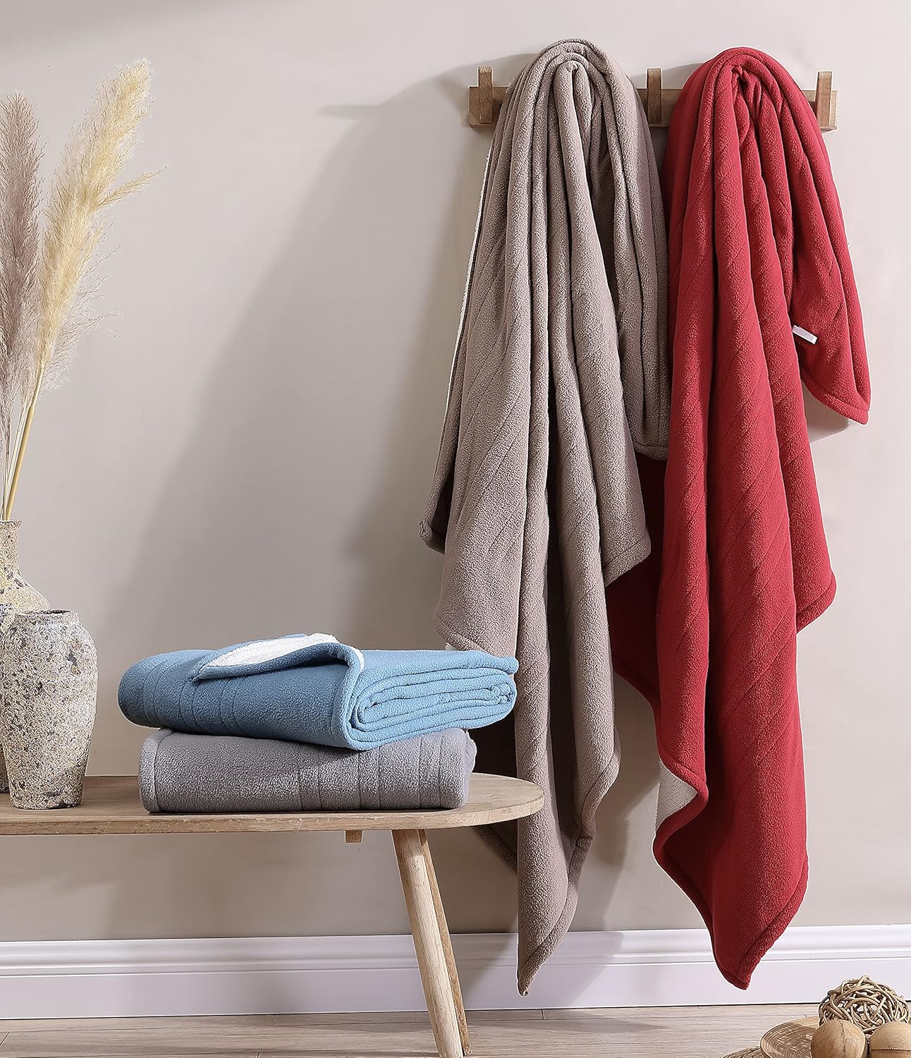 Eddie Bauer - Throw Blanket, Soft & Plush Heated Blanket, Cozy Fleece Bedding with Sherpa Reverse, 5 Heat Setting, Ash
