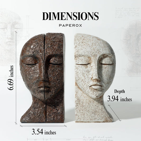 Heavy Duty Book Ends for Shelves - Book Ends for Heavy Books, Book Stopper for Shelves, Bookends for Shelves, Book Ends Unique, Bookends Decorative, Aesthetic Bookshelf Decor, The Tranquil Faces