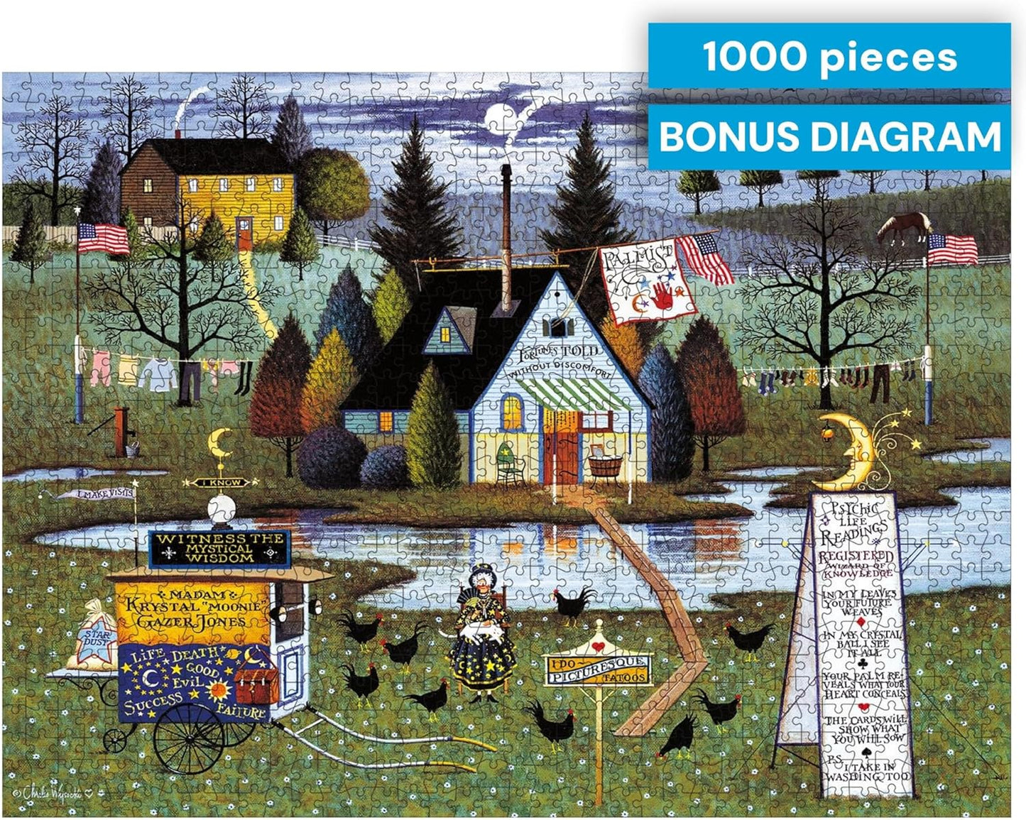 Buffalo Games – Charles Wysocki Know It All 1000 Piece Jigsaw Puzzle, Americana Folk Art Puzzle for Adults