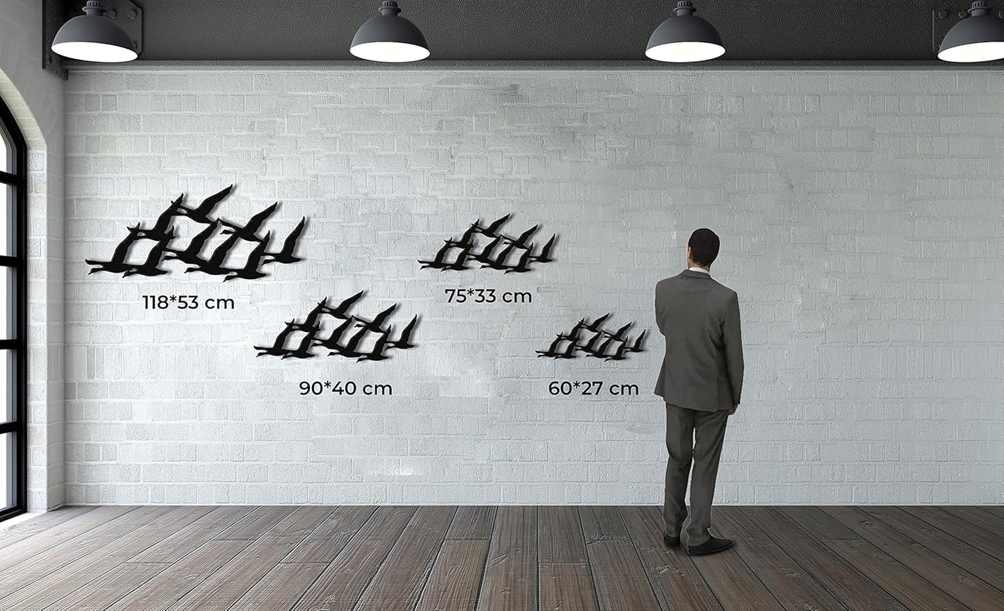 Metal Wall Decor, Geese Flock , Home Living Room Decor, Wall Sign, Metal Wall Art, Interior Decoration, Indoor Outdoor Hangings (118x53cm)