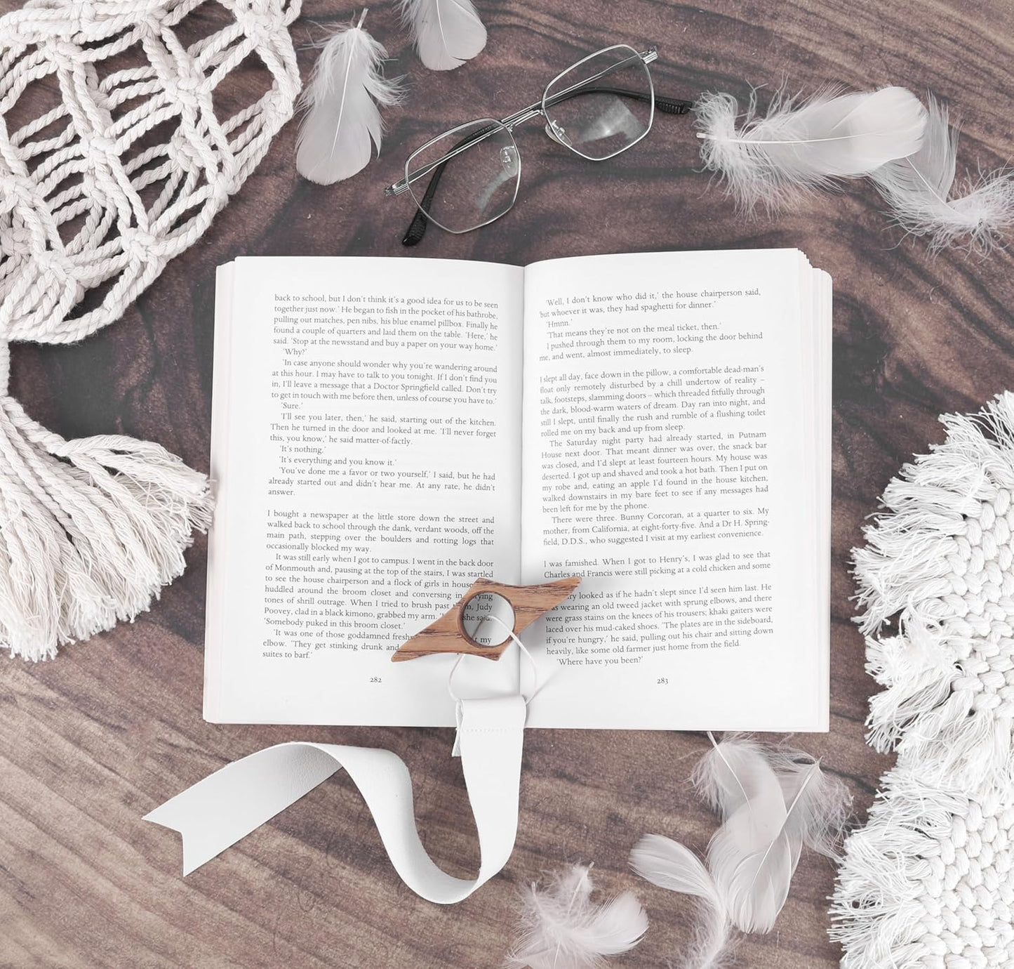 Wood Book Page Holder - Thumb Page Holder - Reading Accessories Gifts, Book Lovers Gifts, Bookworm and Avid Reader Gift - Keep Book Open (Brown with Bookmark)