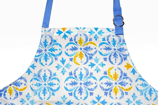 100% Cotton Kitchen Printed Apron with Pocket and Adjustable Neck with Long Ties Apron 25" X 31" for Women Men Chef Cooking, Baking, Gardening.