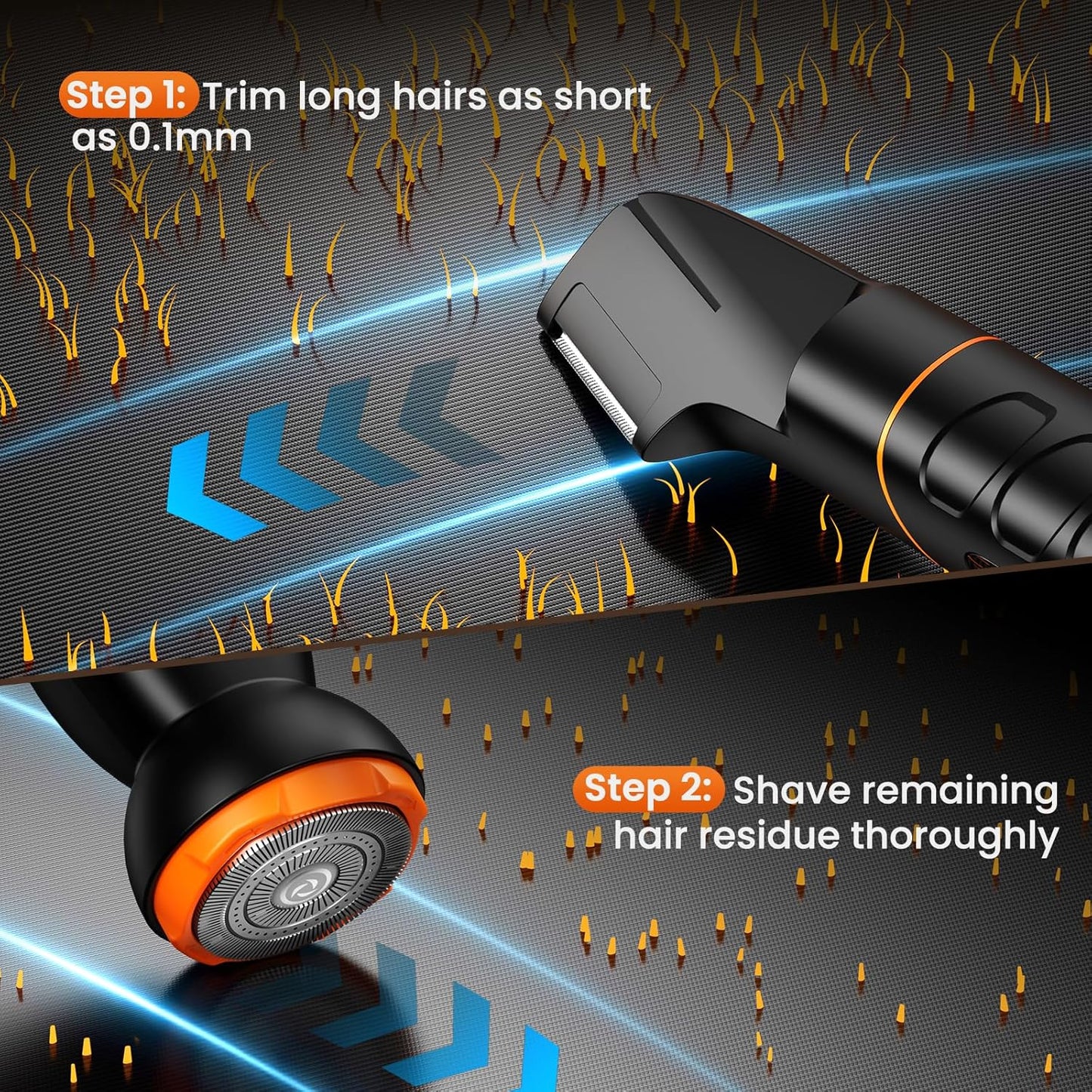 Manscape All-in-One Body & Pubic Hair Trimmer for Men, No-Nick Groin & Ball Shaver, Waterproof Mens Electric Grooming Kit with LED Display, USB Rechargeable (Black)