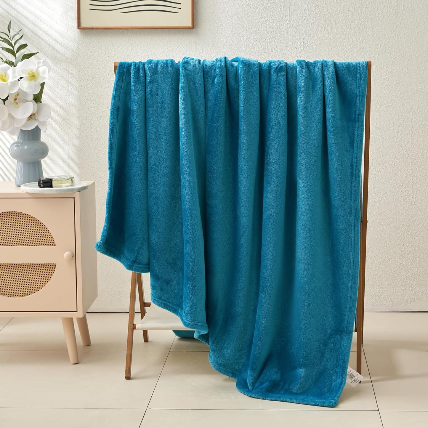 Camping Throw Blanket- Cozy Flannel Blankets for All Seasons Suitable Bed, Couch, Sofa, Movie Night, and Travel- Peacock Green 60" x 80"