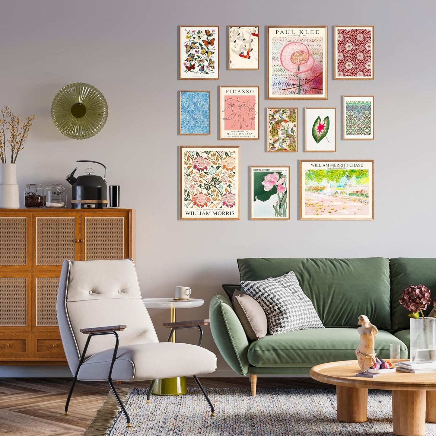 MAZUKO Eclectic Wall Decor, Flower Posters for Room Aesthetic, Boho Wall Art Prints, Unique Vintage Wall Decor Aesthetic Home Decor Bedroom Living Room 12pcs - UNFRAMED