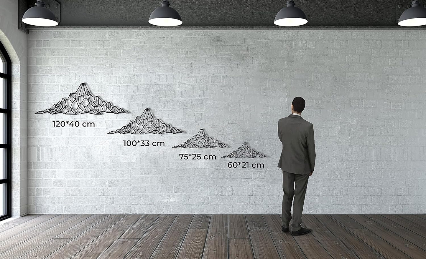 Metal Wall Decor, Geometric Mountain , Home Living Room Decor, Wall Sign, Metal Wall Art, Interior Decoration, Indoor Outdoor Hangings (60x21cm)