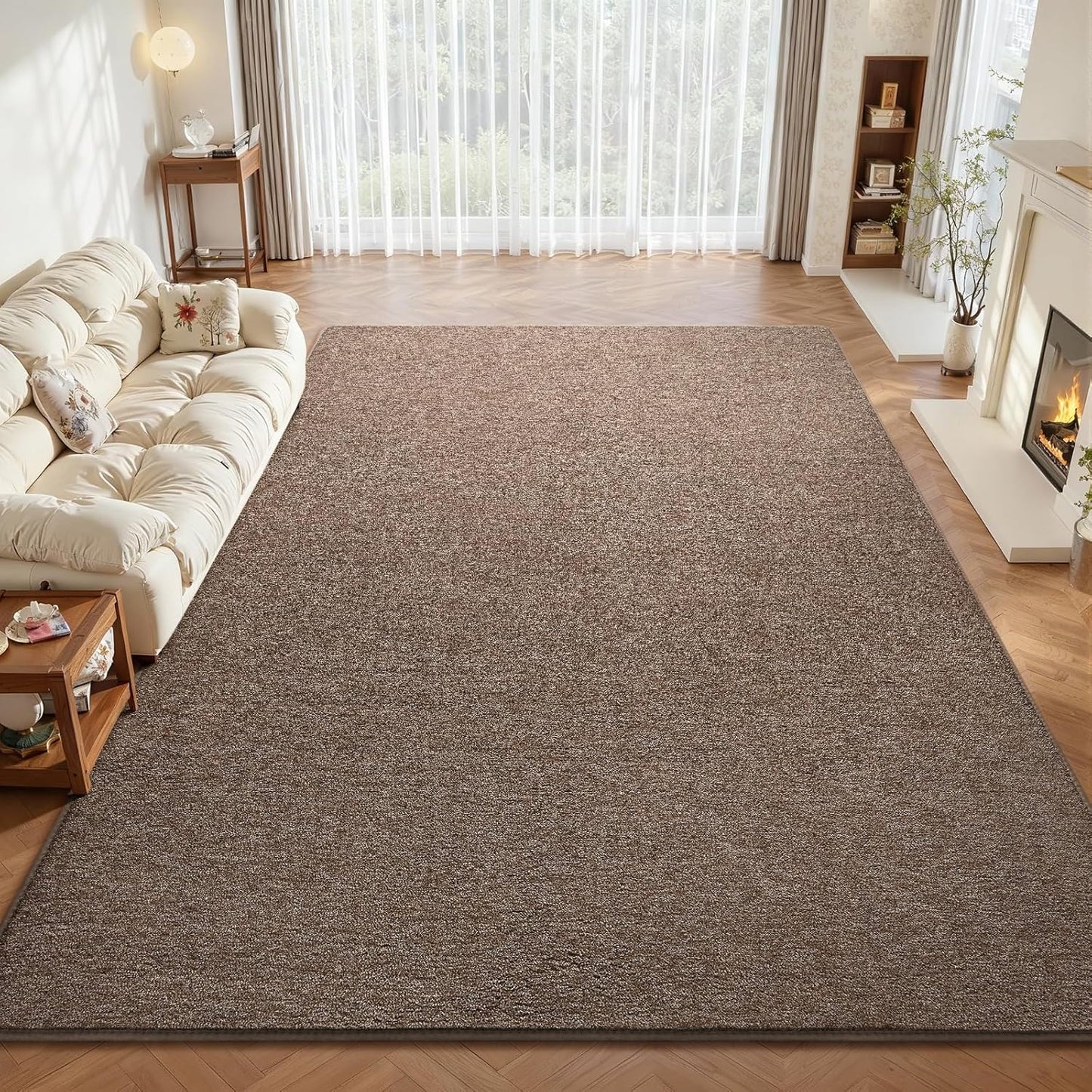 DweIke Rugs for Bedroom Living Room, 5x7 ft Brown Area Rug, Washable Memory Foam Indoor Carpet, Modern Non-Slip Ultra Soft Carpets for Kids Boys Girls Adults Nursery Dorm Home Decor