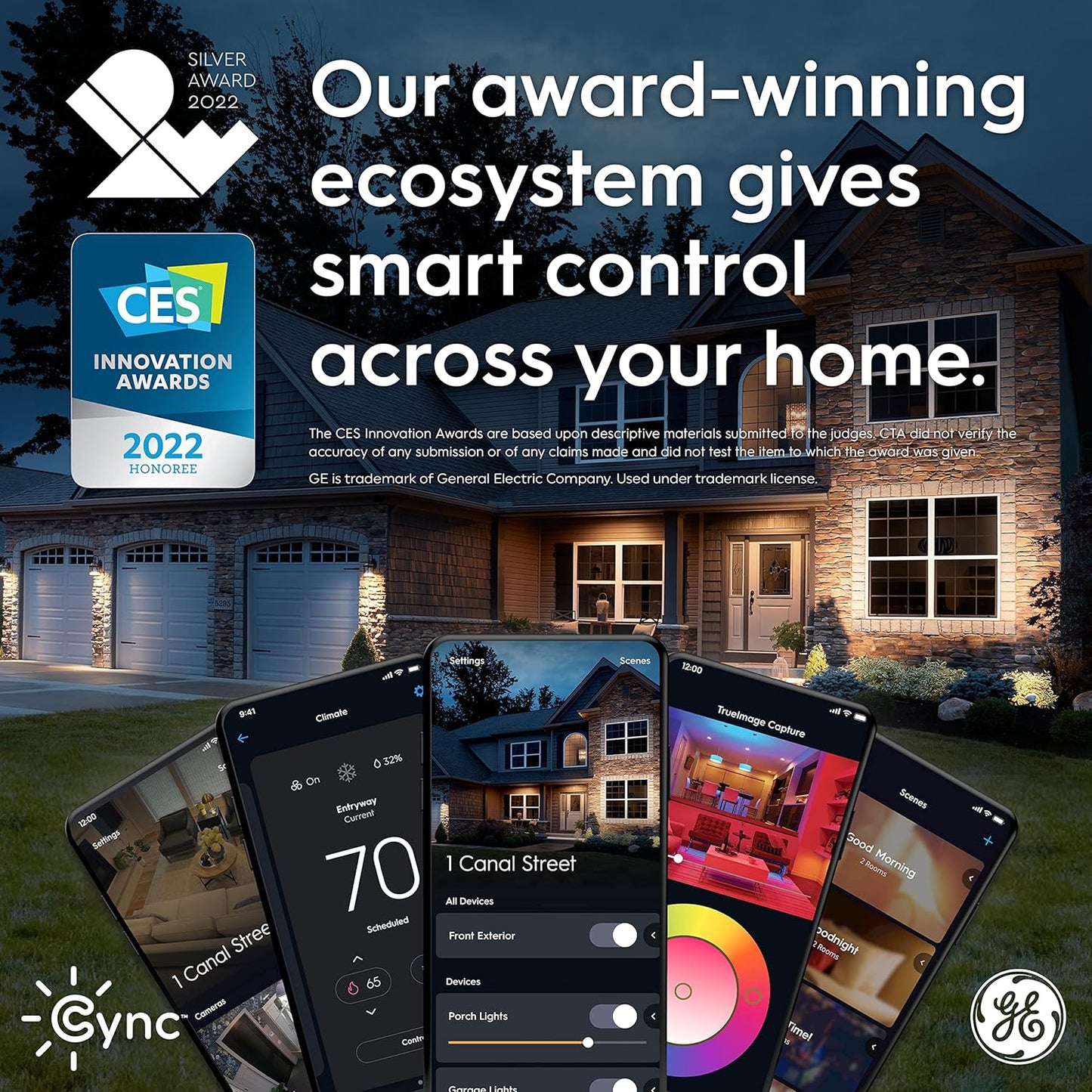 GE Cync Smart Indoor Plug, Smart Outlet Control, WiFi Outlet Plug, Matter Compatible, Works with Alexa and Google Home