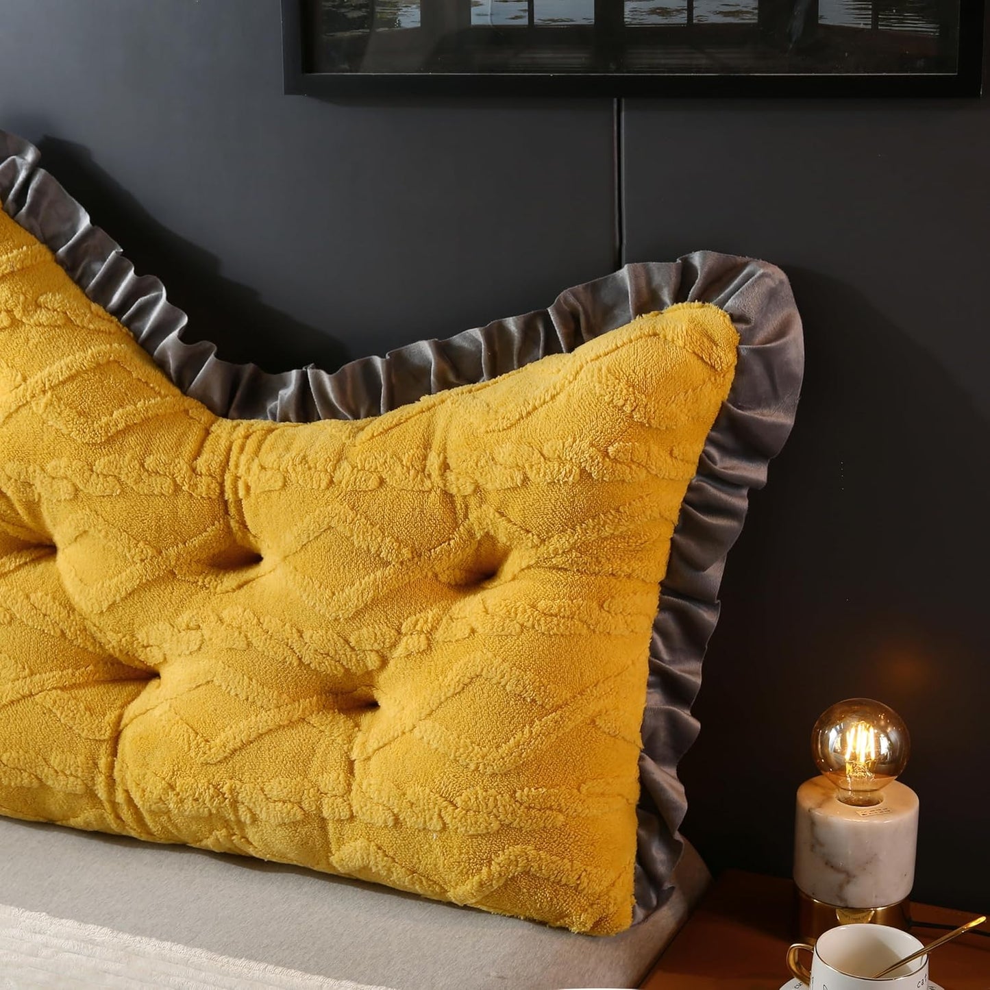ROOMLIFE Headboard Pillow Crown Princess Soft Bed Pillow for Headboard Backrest Positioning Support Bed Rest Reading Pillows Lace Process Headboard Pillows with Removable Cover(Twin, 22x35 Inches)