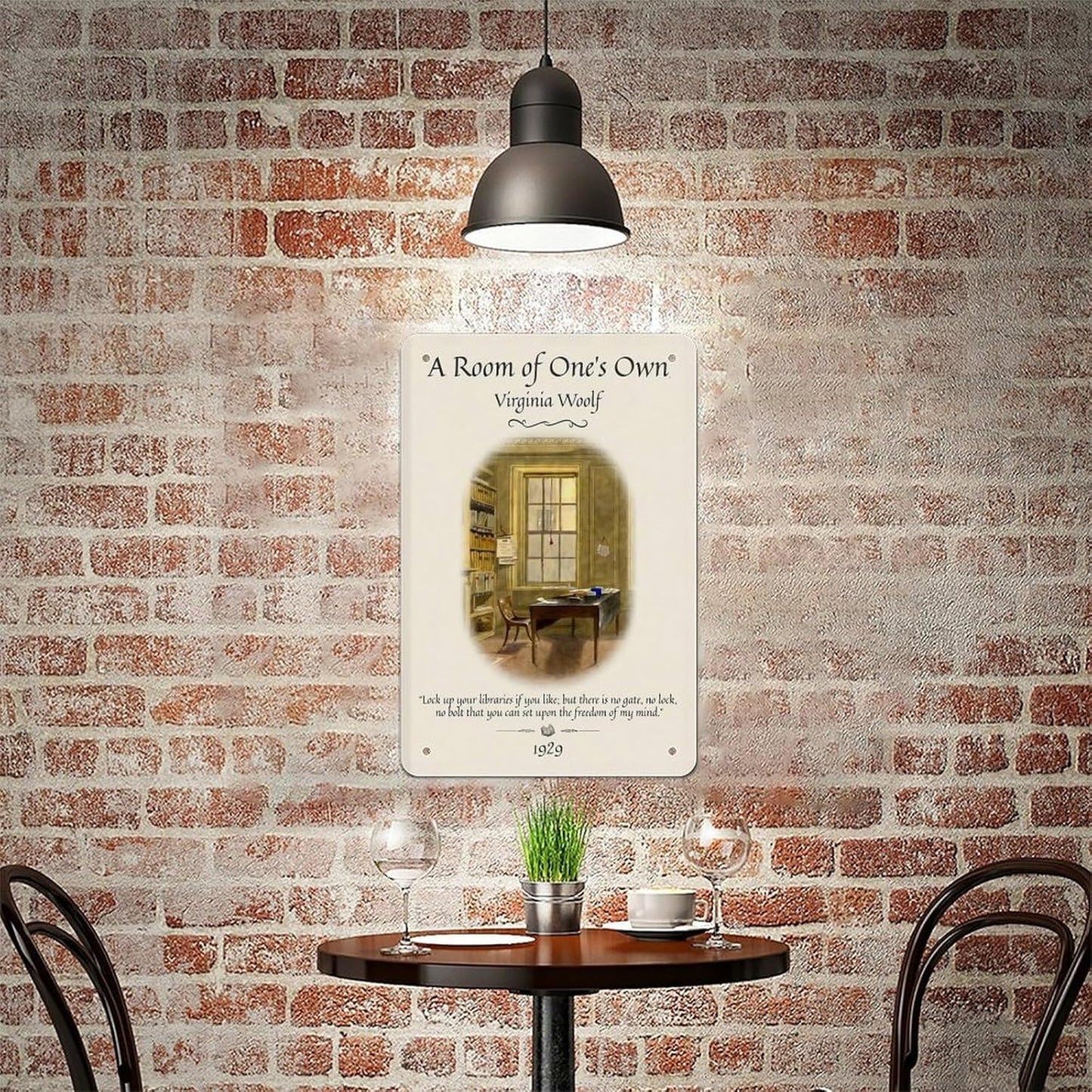 A Room Of Ones Own Virginia Woolf Metal Sign Poster 12x8 Inch Vintage Book Quote Literary Wall Art Feminist Decor Reading Nook Home Office Bedroom Study Classroom Gift