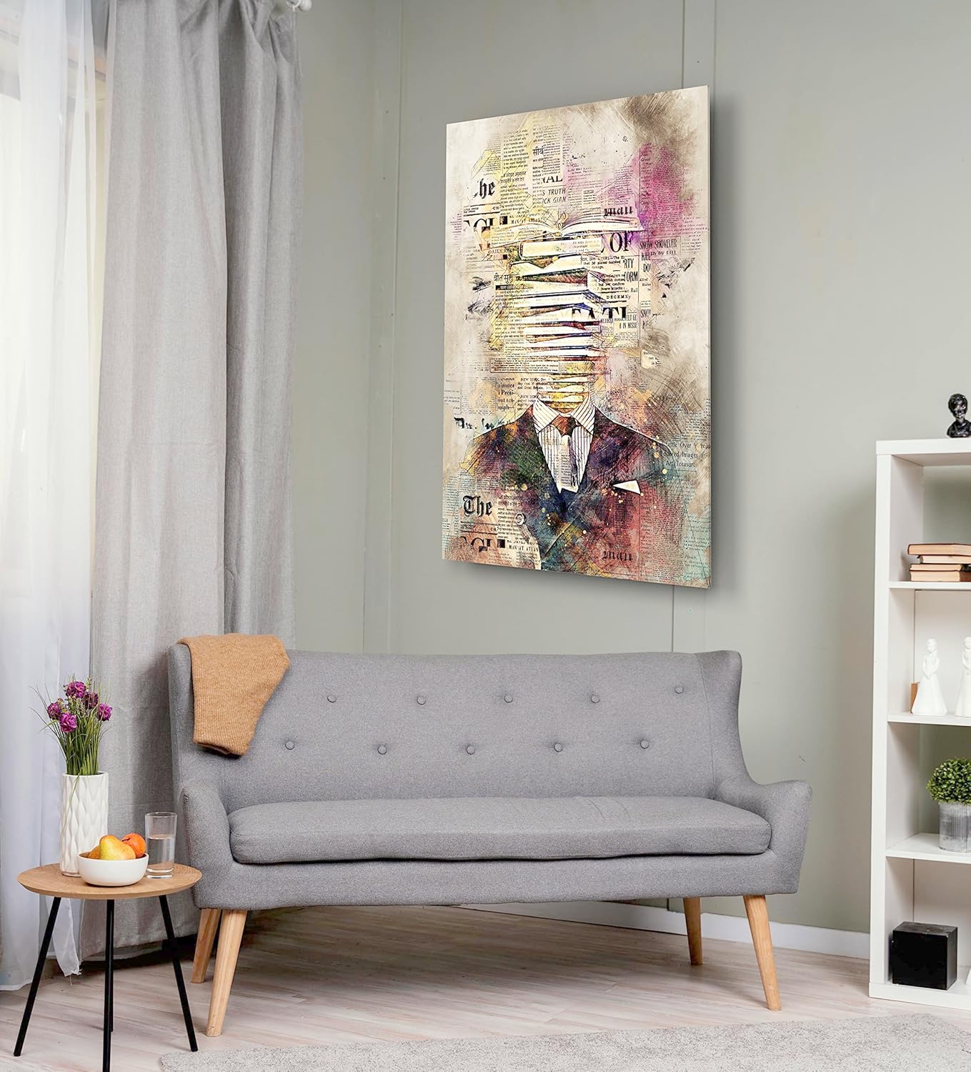Book Lover Wall Art Literary Gifts Whimsical Painting Aesthetic Imaginary Home Library Decor Glass Canvas Print Modern Writer Office Decoration
