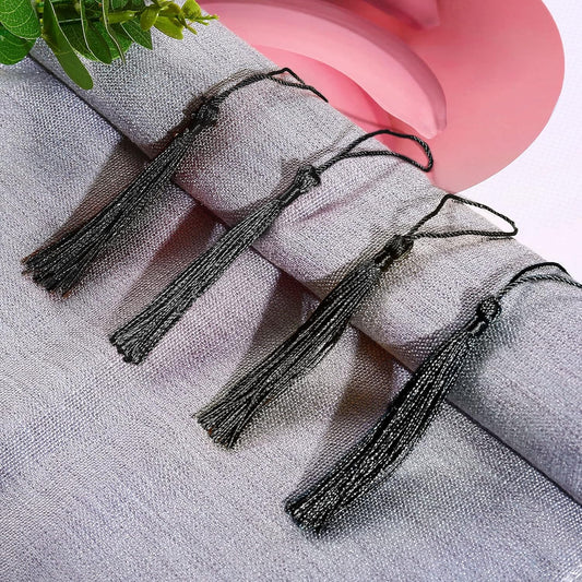 100 Pcs Bookmark Tassels for Crafts Keychain Graduation - Book Marks with Mini Tassels for Jewelry Making and Graduation Celebrations (Black)