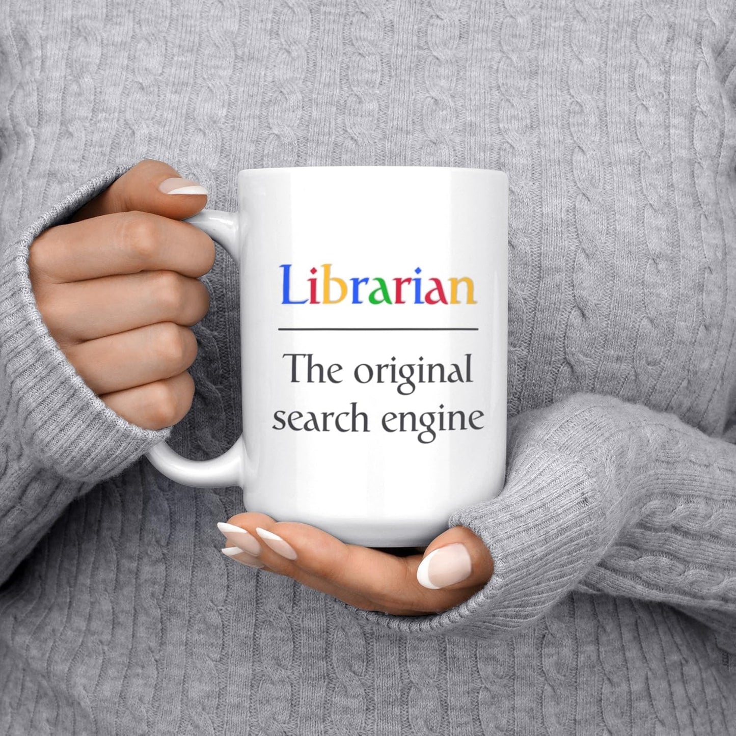 Artisan Owl 15oz Librarian Mug “The Original Search Engine” – Hilarious Double-Sided Coffee Cup for Proud Book Nerds & Library Legends
