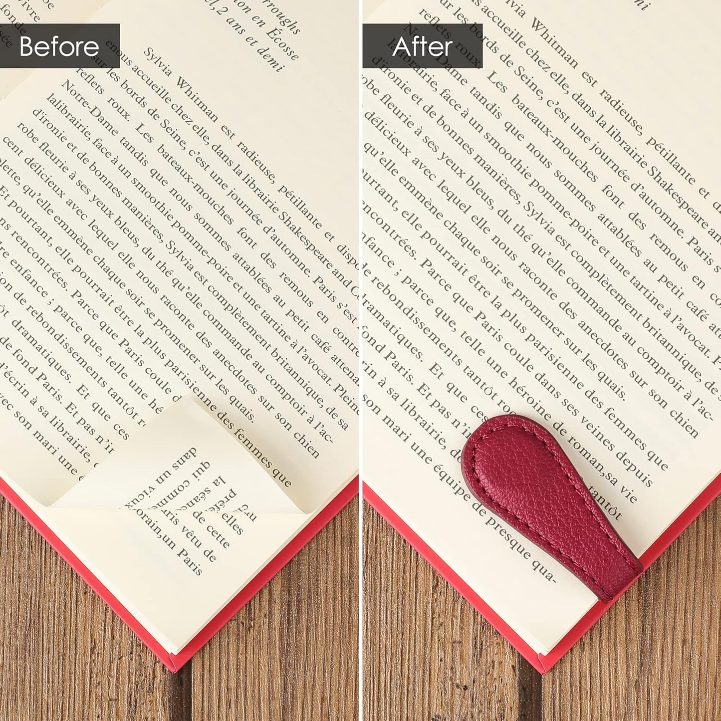 Leather Weighted Bookmarks Page Holder for Women Men, Magnetic Bookmarks for Reading, Book Accessories Gift for Book Lovers Teachers Writers Authors Poets (Wine)