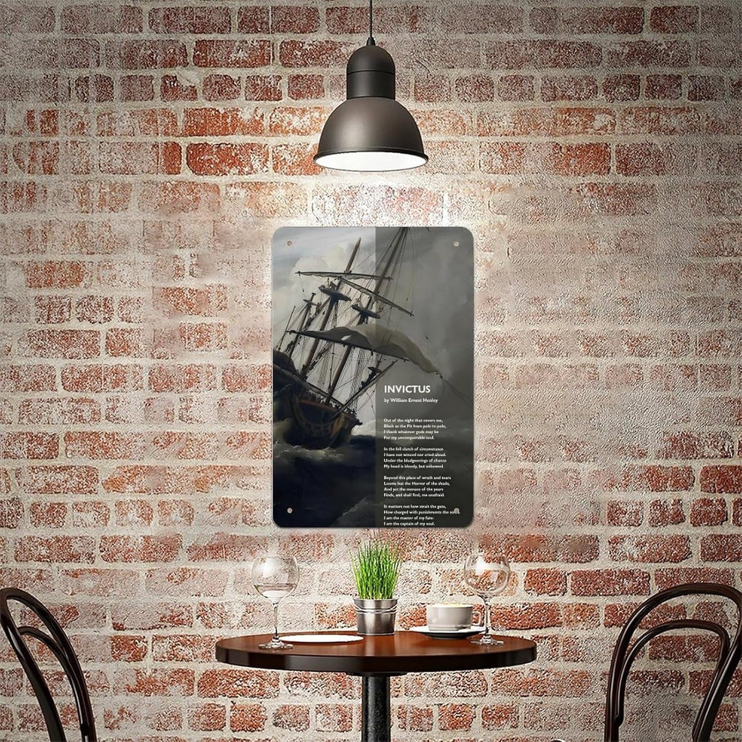 Vintage Ship In Storm Poetry Quote Metal Tin Sign 12x8 Inch Wall Art Captain Of My Soul William Ernest Henley Inspirational Literary Typography Decor For Home Office Study Gift